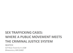 [ai] Text on a white background reading: "SEX TRAFFICKING CASES: WHERE A PUBLIC MOVEMENT MEETS THE CRIMINAL JUSTICE SYSTEM. WATCH. 527 RAND TOWER SUITE 1508, MINNEAPOLIS, MN 55402."